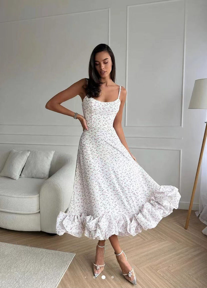 Elegant Midi Evening Dress with Ruffles, view 4 - Elena Harper