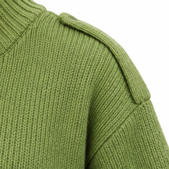 Diavelle Diagonal Button High-Collar Knit Cardigan - Elena Harper