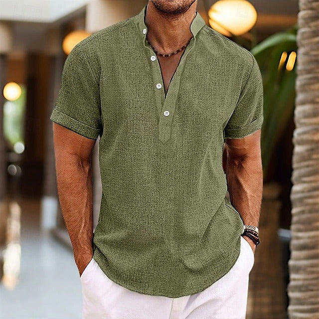 Textured Popover Shirt for Men - Elena Harper