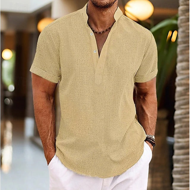 Textured Popover Shirt for Men - Elena Harper