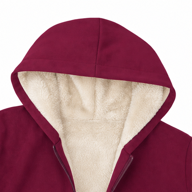 Cozelle Fleece-Lined Look Hooded Mid-Length Jacket - Elena Harper