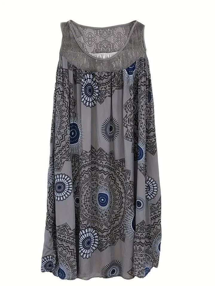 Allure - Embroidered Dress with Tile Print