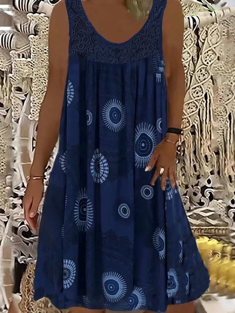 Allure - Embroidered Dress with Tile Print