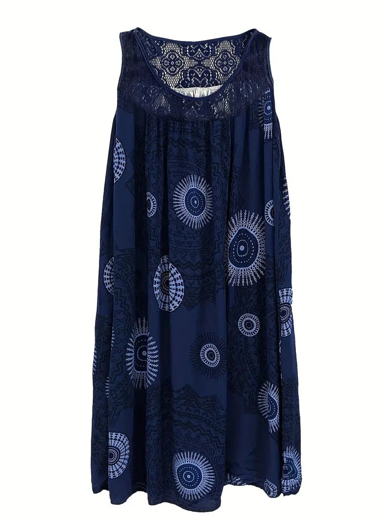 Allure - Embroidered Dress with Tile Print