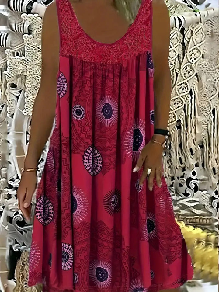 Allure - Embroidered Dress with Tile Print