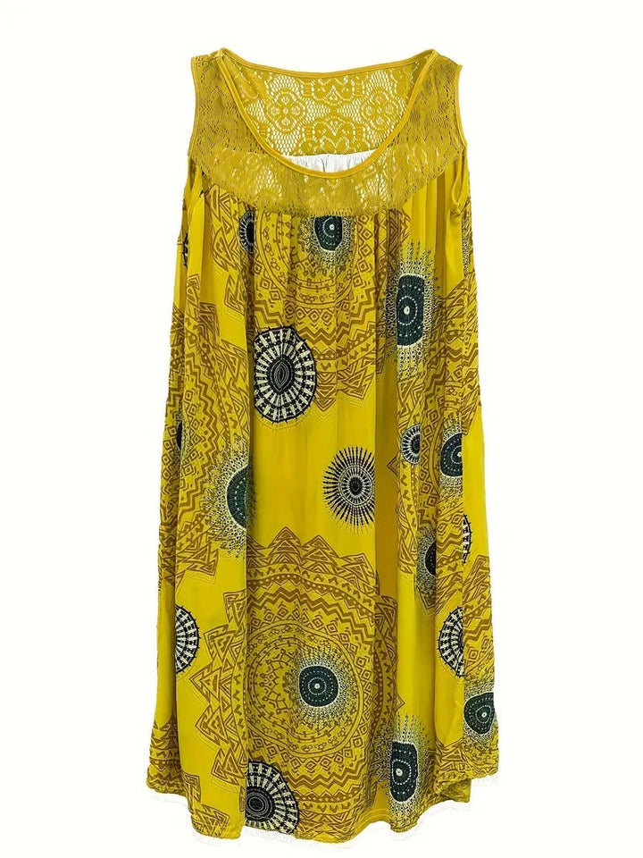 Allure - Embroidered Dress with Tile Print