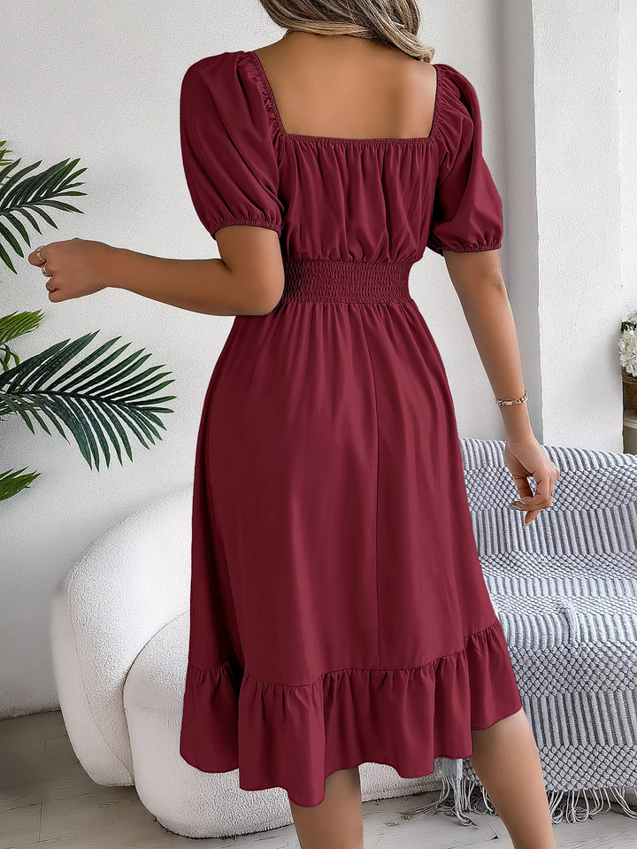 Riley™ - Stylish Short Sleeve V Neck Linen Dress