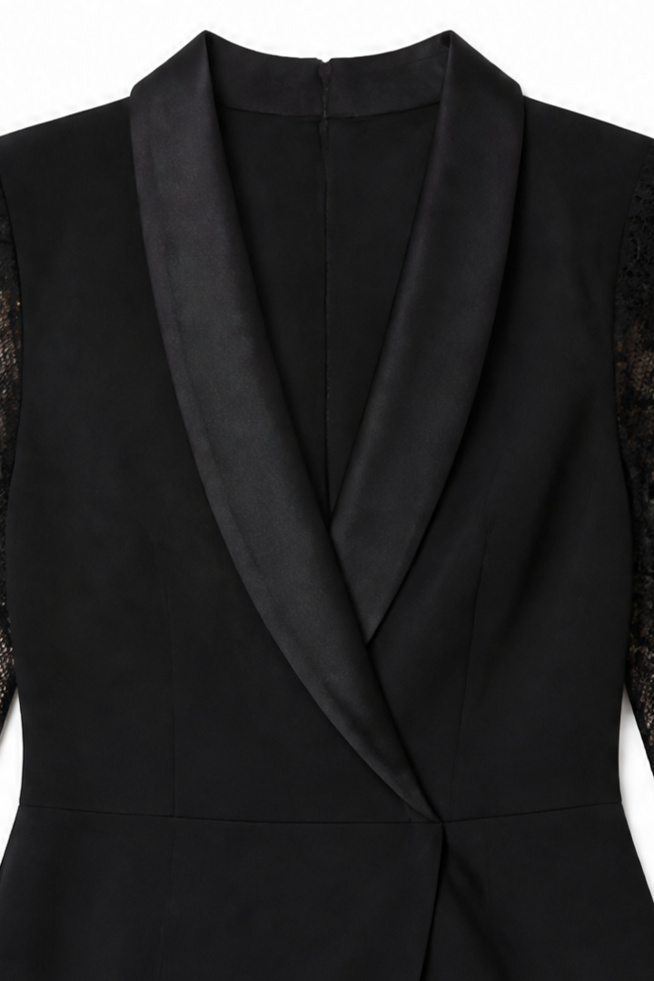 Draperra Lace-Sleeve Wrap Bodycon Cocktail Dress - Elena Harper