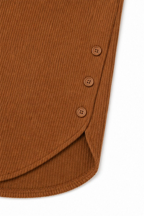 Corduvie Button-Up Corduroy-Look Henley Top - Elena Harper