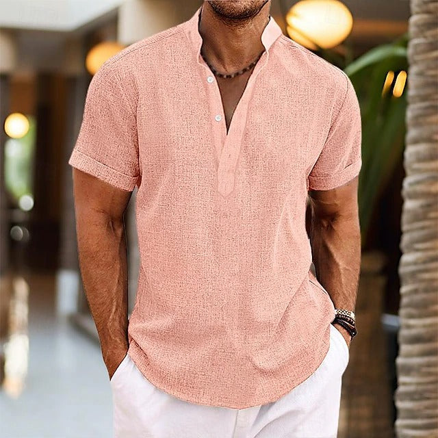 Textured Popover Shirt for Men - Elena Harper