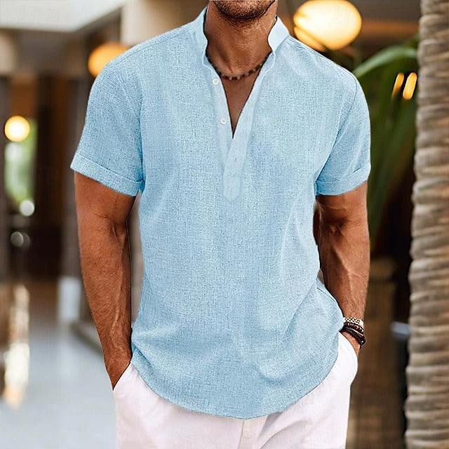 Textured Popover Shirt for Men - Elena Harper