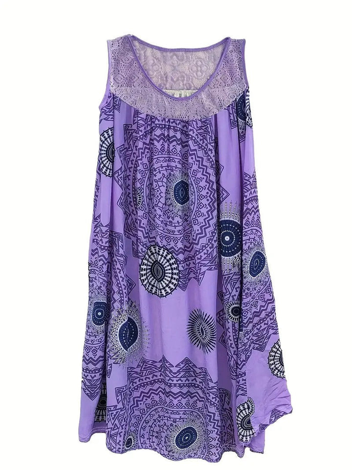Allure - Embroidered Dress with Tile Print