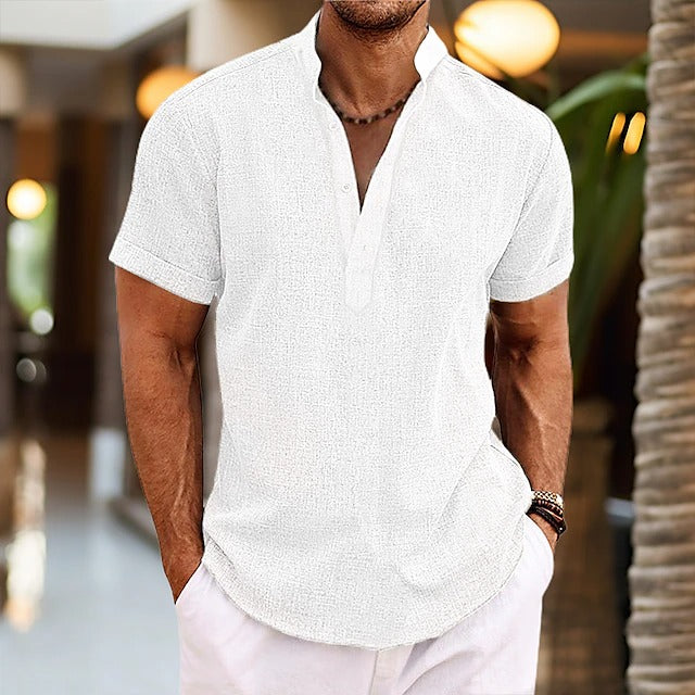 Textured Popover Shirt for Men - Elena Harper