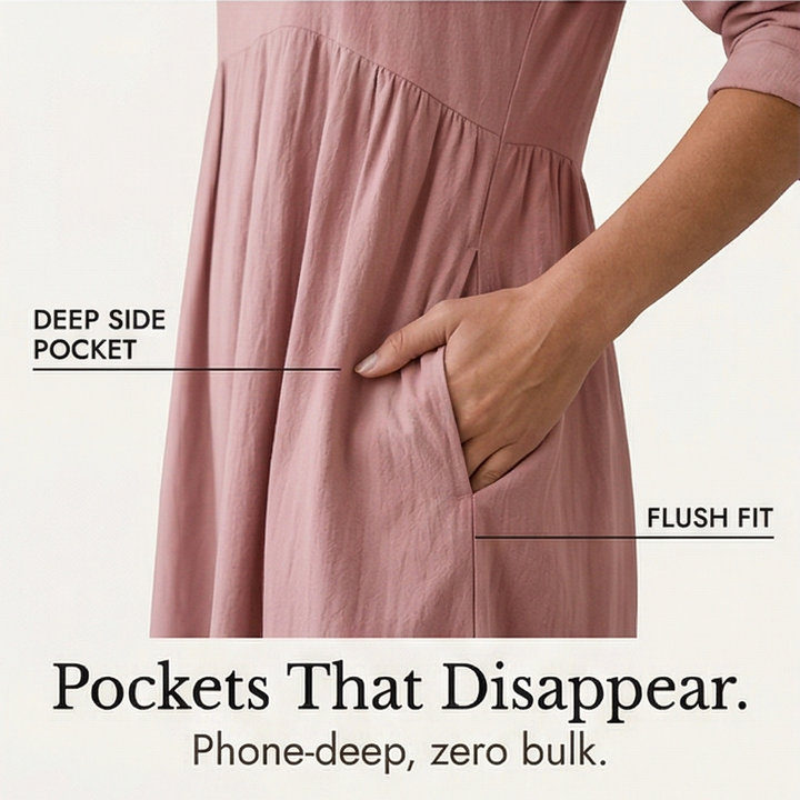 Elara Women's Soft Cotton Midi Dress with Pockets - Elena Harper