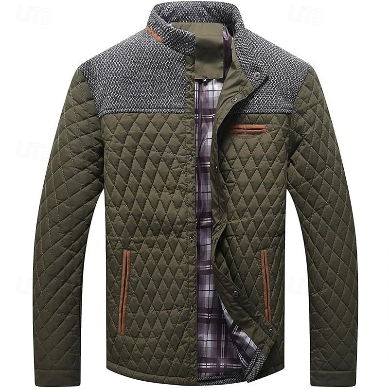 Beckett Men's Quilted Stand-Collar Jacket in Four Shades - Elena Harper