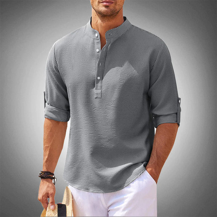 Adone Relaxed Textured Shirt, view 6 - Elena Harper