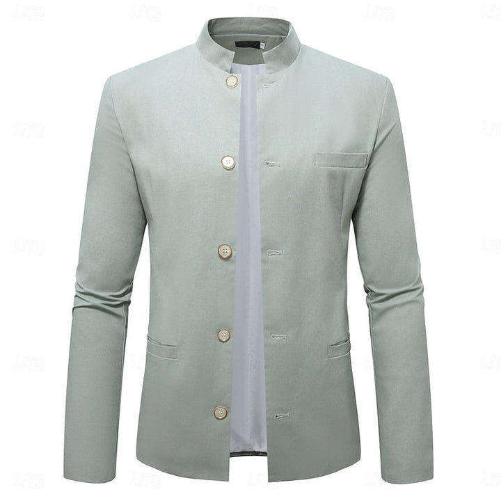 Edmund Men's Stand-Collar Button Jacket in Four Clean Shades - Elena Harper