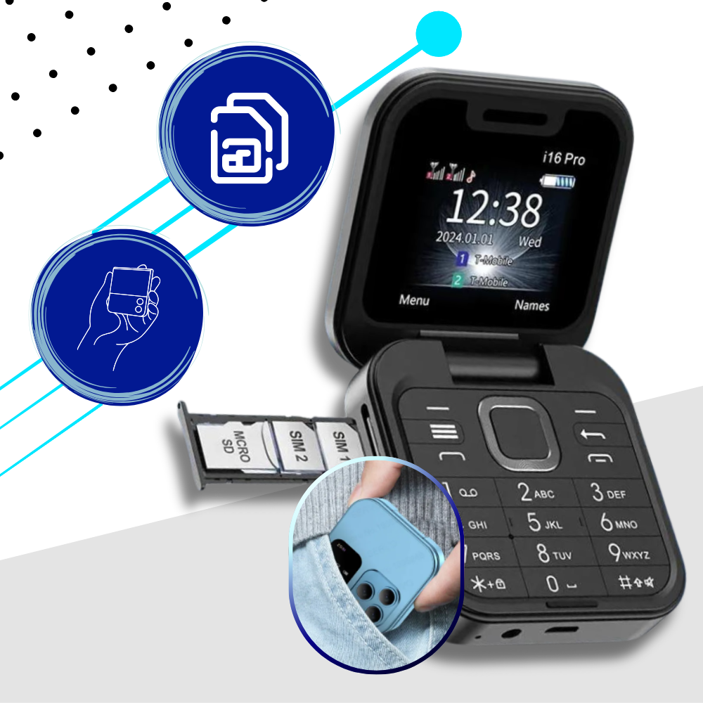 Small Foldable Cell Phone with Dual SIM, view 2 - Elena Harper