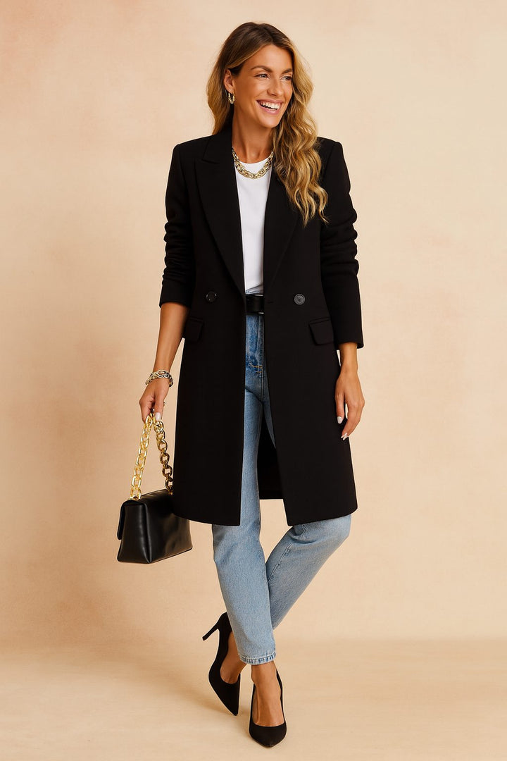 Long Coat with Double Closure for Women