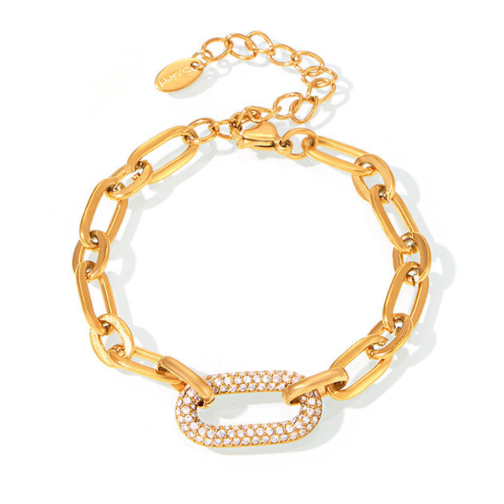 Massive jewelry set with link and pavé elements Gold, view 7 - Elena Harper
