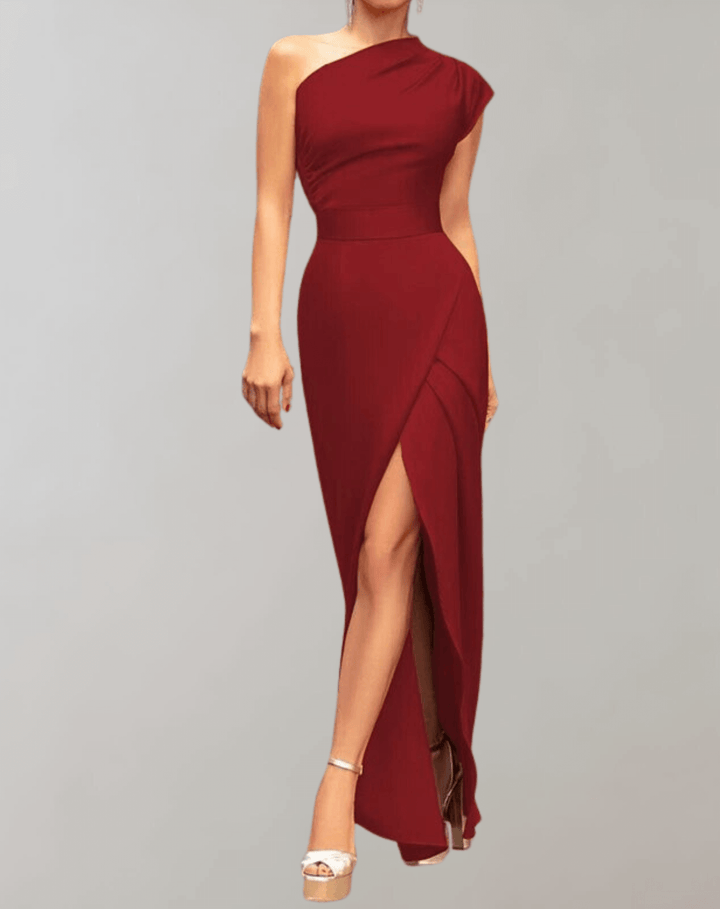 One-Shoulder Evening Dress with Slit