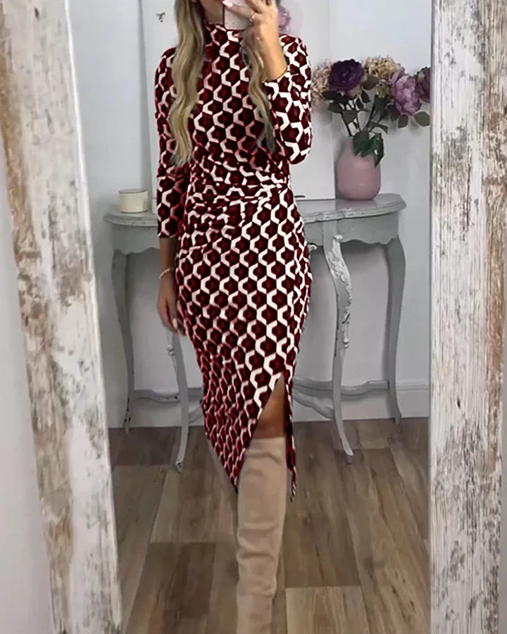 Isla Geometric Elegance Bodycon Dress - Elena Harper