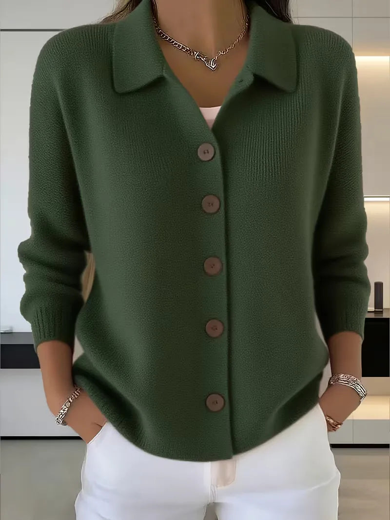 Caroline - Elegant Buttoned Cardigan with Shirt Collar