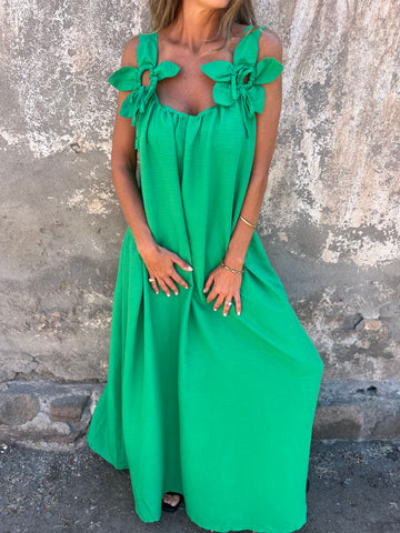 Floral Dress with U-Neck Timeless Elegance - Elena Harper