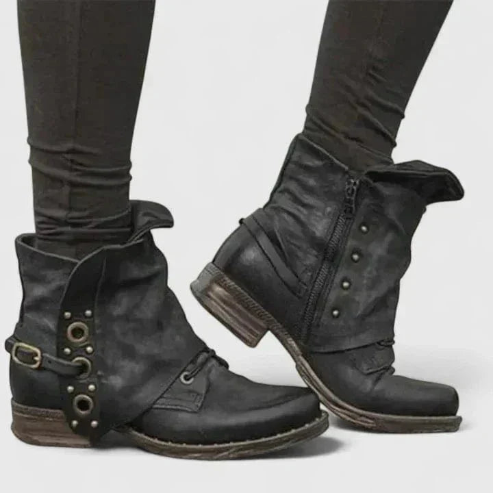 Rosalind | Striking Vintage Ankle Boots in Leather Look
