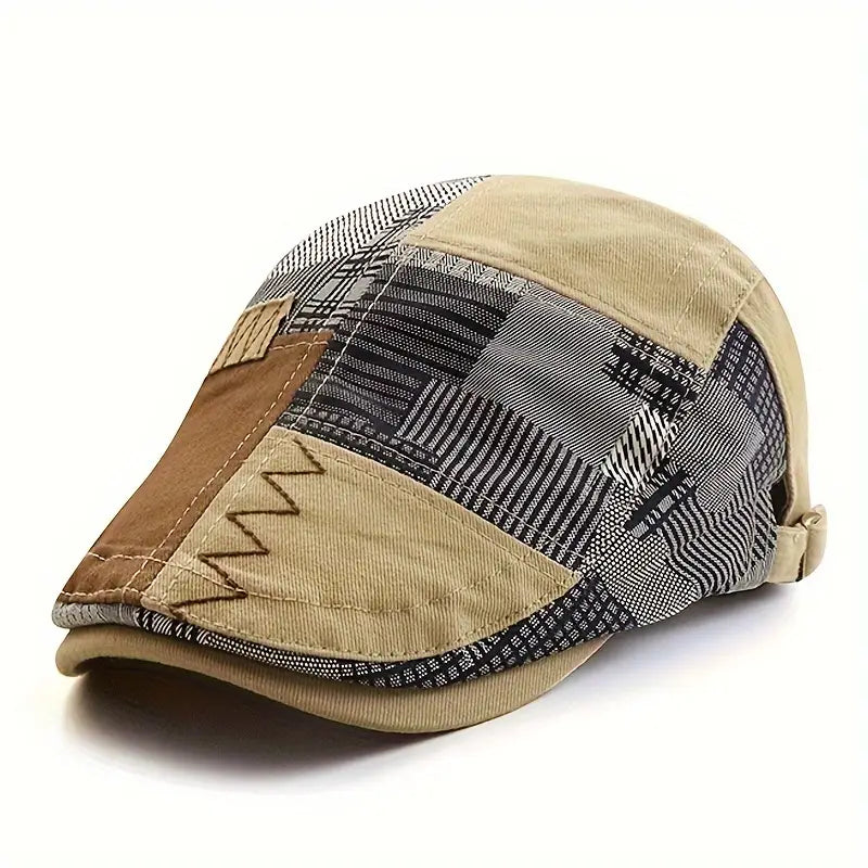Lebron Vintage Patchwork Newsboy Cap, view 5 - Elena Harper