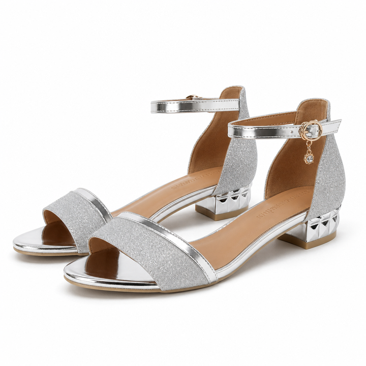 Positano Embellished Ankle-Strap Block-Heel Sandal