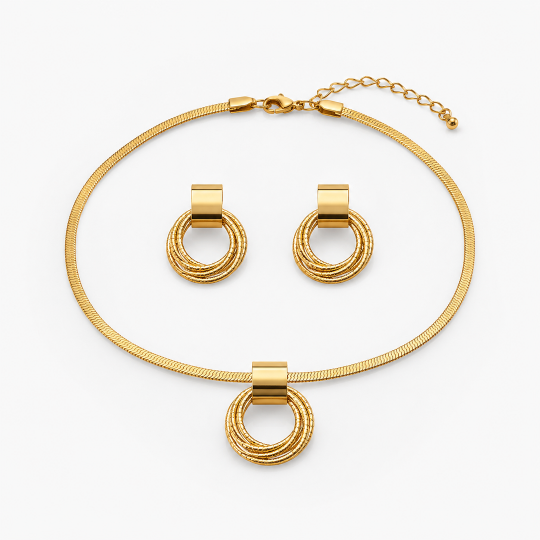 Aurelia Textured Necklace and Earring Set - Elena Harper