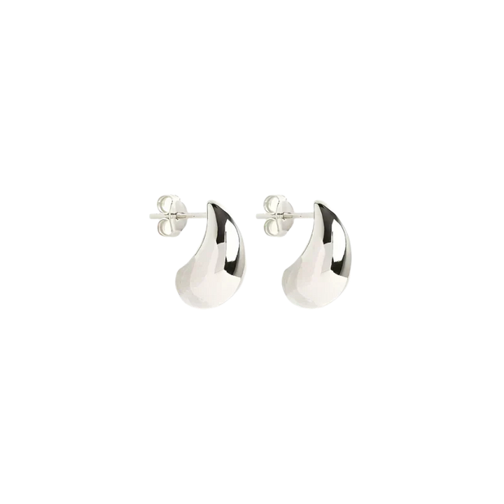 Elegant white gold earrings with subtle dangling elements