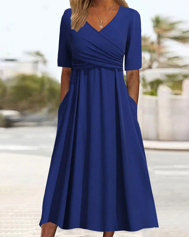 Hailey V-neck Summer Dress with Pockets - Elena Harper