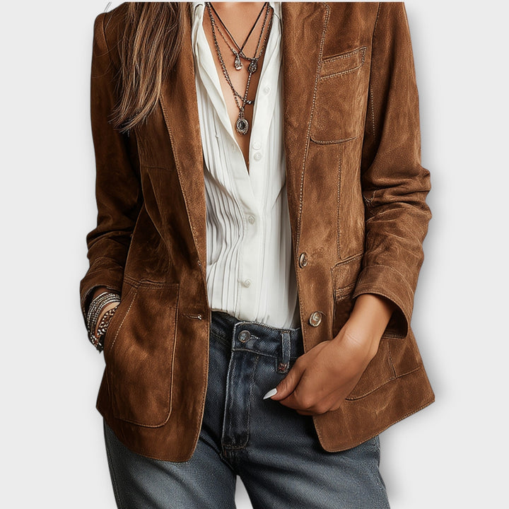 SUEDE BLAZER WITH BUTTONS FOR WOMEN