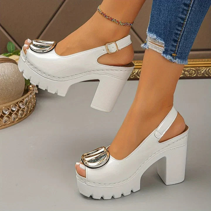 Megyn Pumps with Vintage Metal Buckle, view 5 - Elena Harper