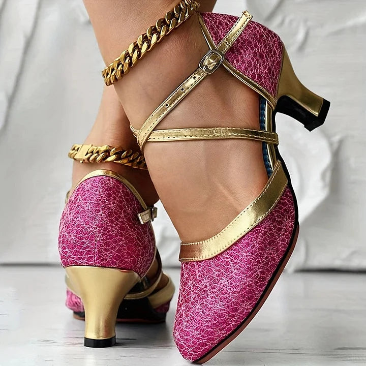 Taleia Elegant Sandal with Chunky Heel, view 4 - Elena Harper