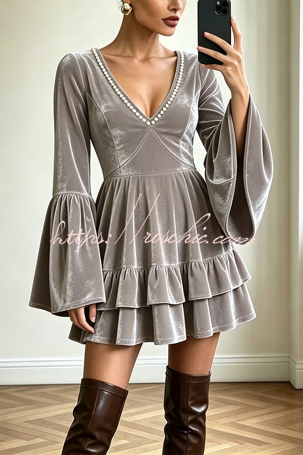 Vintage-Inspired Pearl Velvet Swing Dress