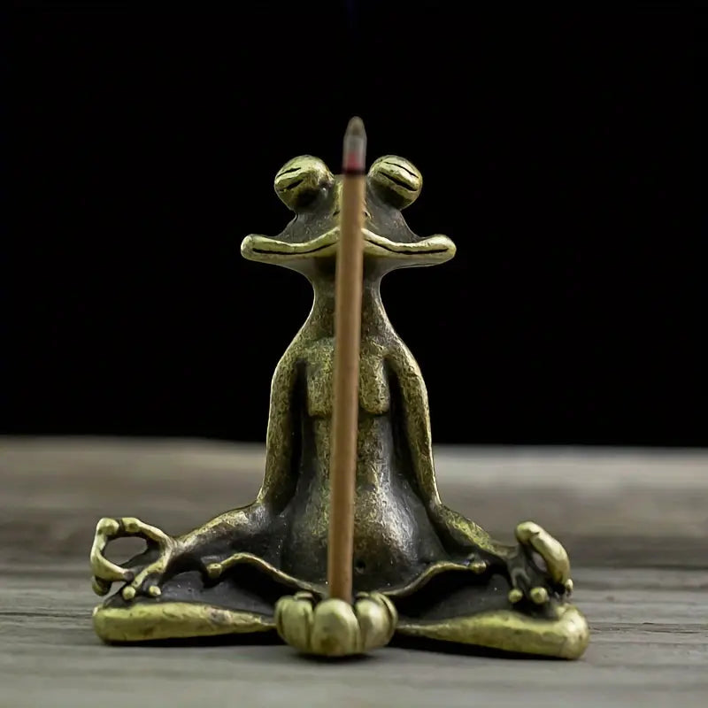 Meditoad Elegant Metal Frog Incense Holder, view 2 - Elena Harper