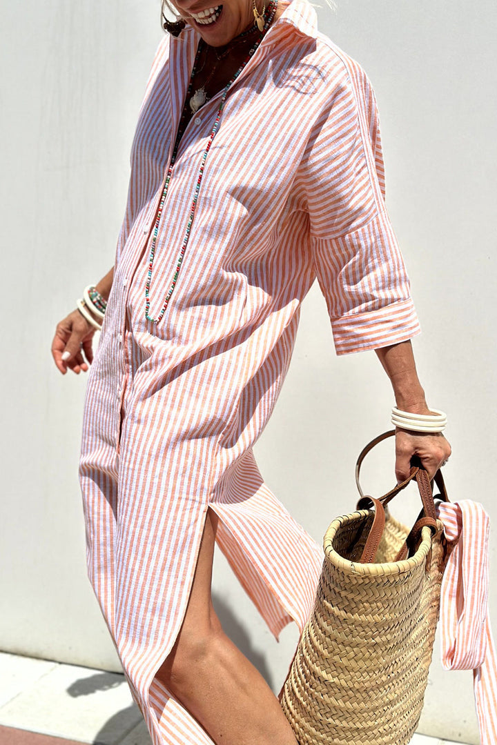 Women's Effortless Striped Shirt Dress for Summer Comfort