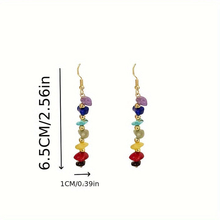 Boho Colorful Natural Gemstone Drop Earrings - Elena Harper