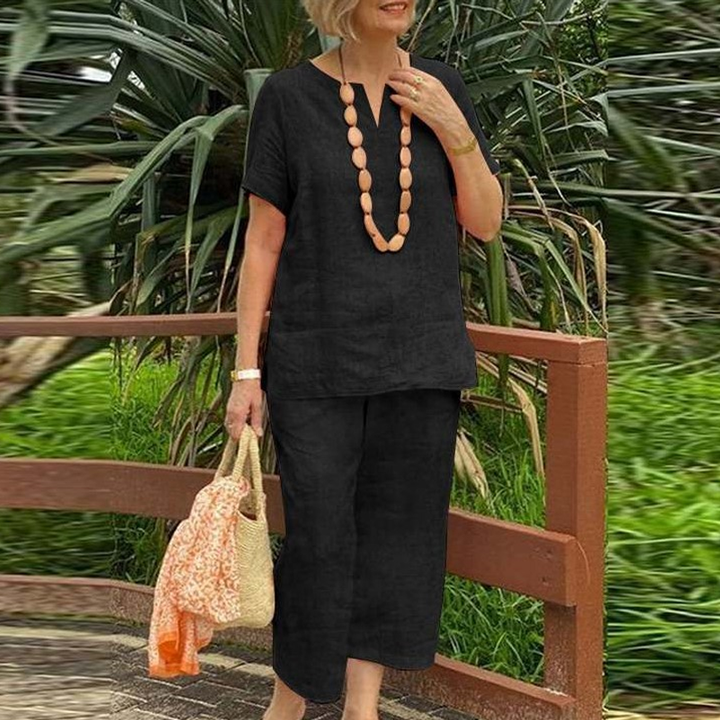 Anacie Lightweight Wearable Outfit with Top and Wide Pants, view 2 - Elena Harper