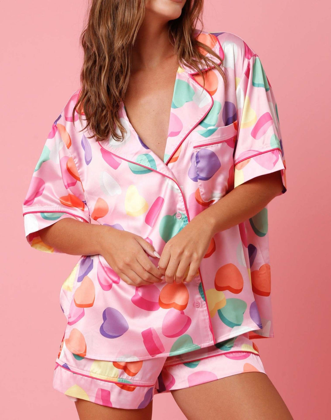 Satin Pajama Set for Women with Shirt and Shorts - Varelia