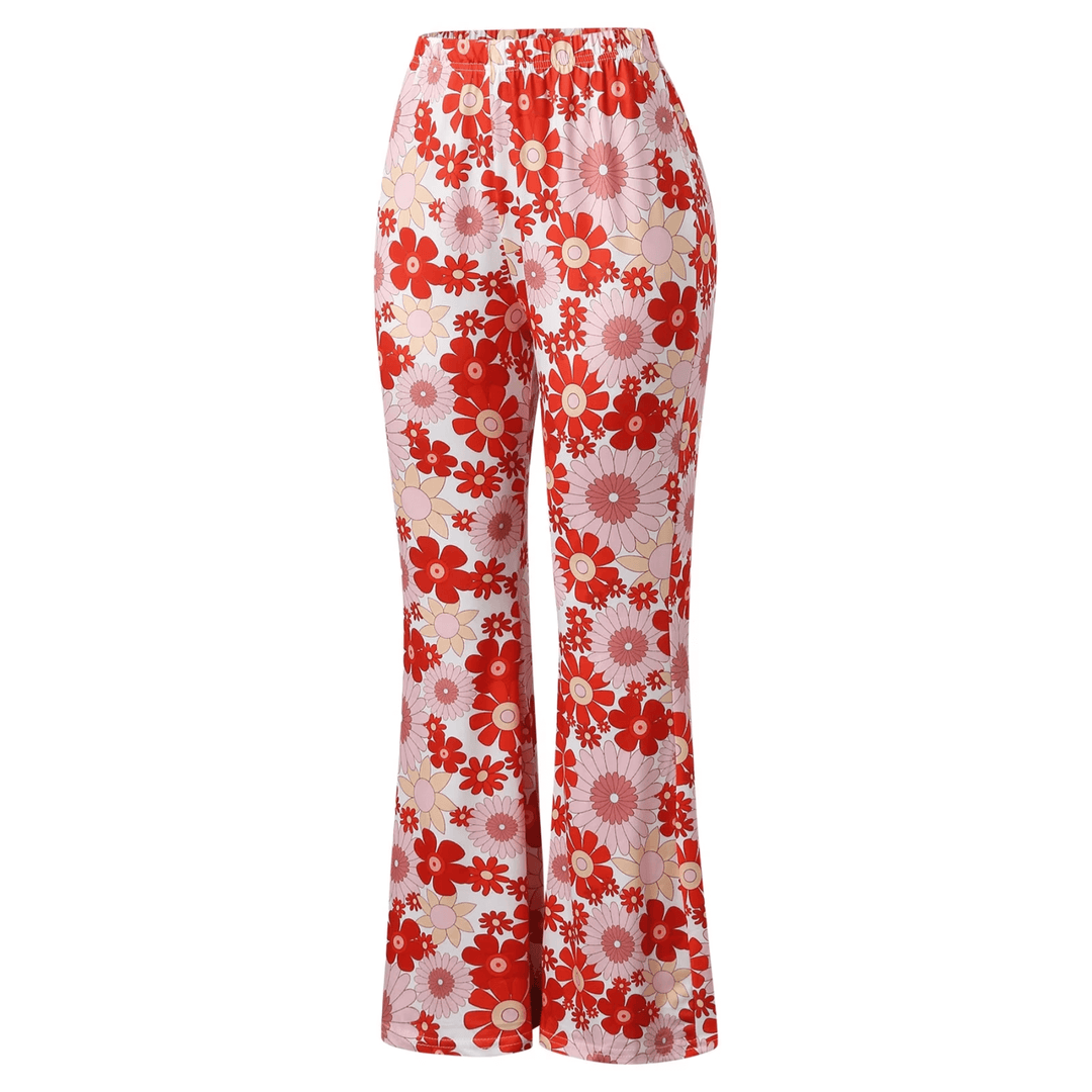 High-Waisted Floral Flared Trousers