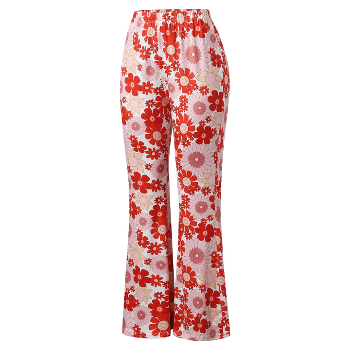 High-Waisted Floral Flared Trousers