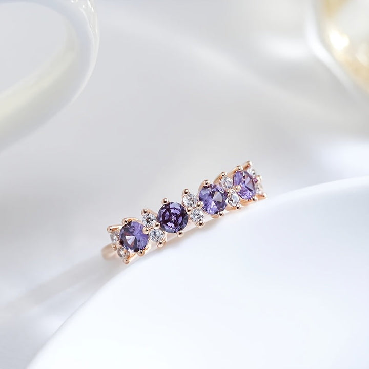 Elegant Purple Zirconia Diamond Accent Band Ring