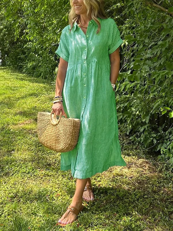 Claire Effortless Striped Shirt Dress - Elena Harper