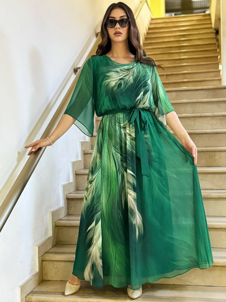 Crisanta Elegant Chiffon Dress, view 2 - Elena Harper