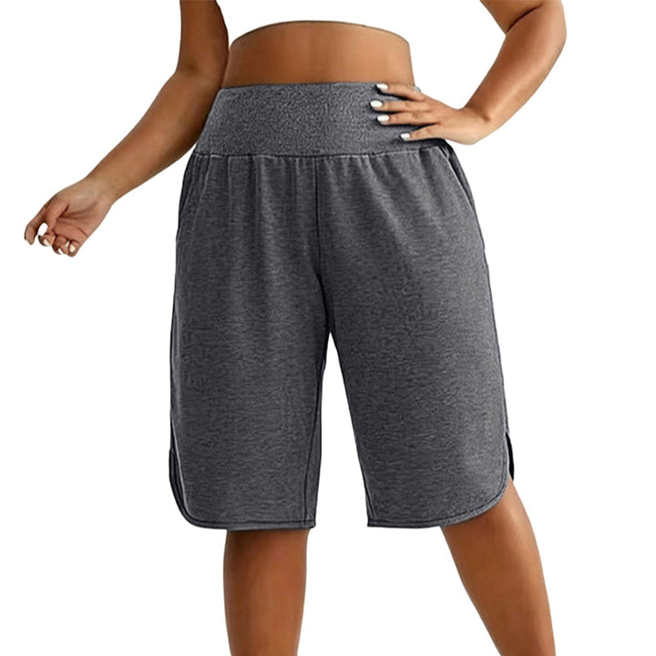 High-waisted loose women's shorts knee length