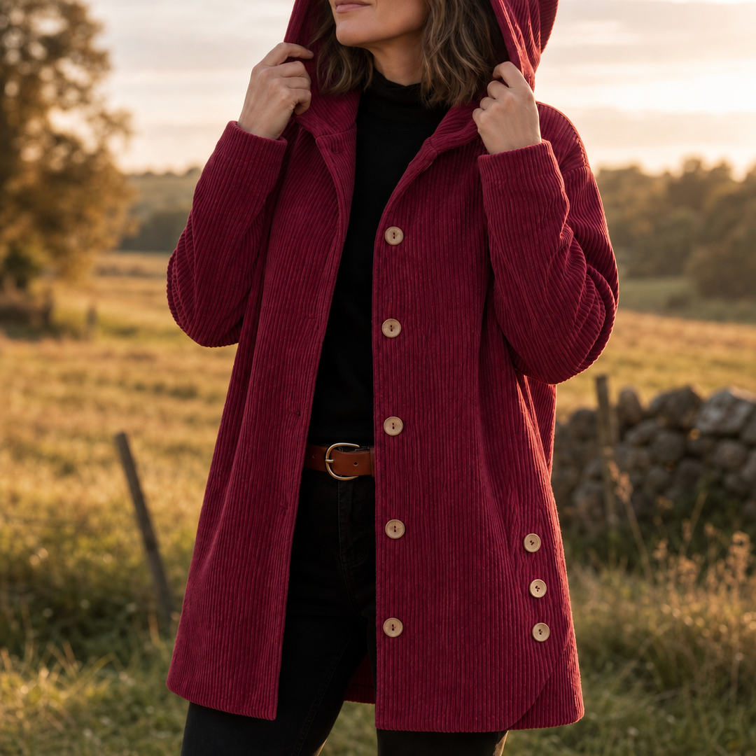 Corduvie Ribbed Corduroy Hooded Overshirt - Elena Harper